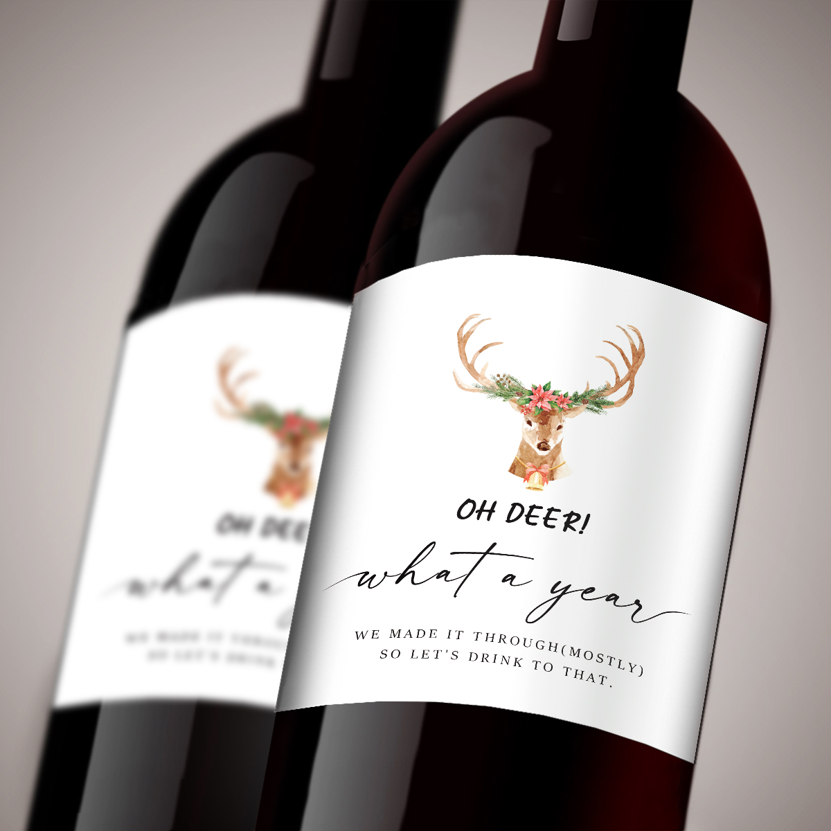 Medical Label - 4pcs Christmas Bell Deer Pattern Wine